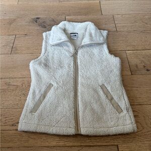 The North Face Off White Fuzzy Fleece Zip-Up‎ Vest Sz Small